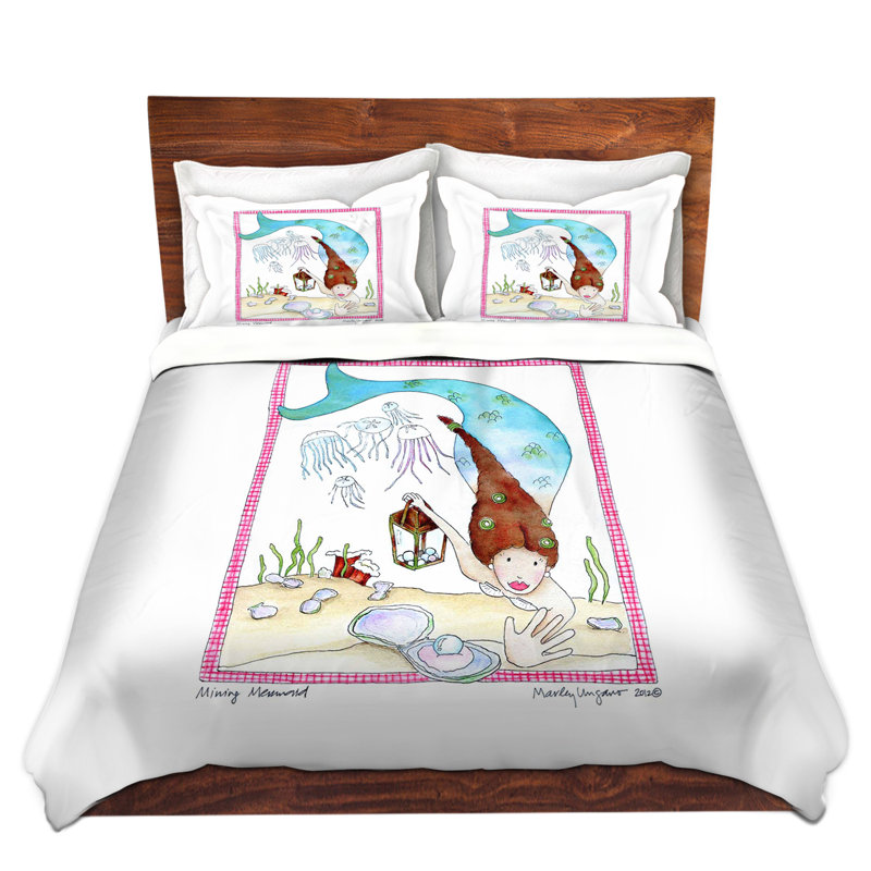 Ensemble de housse de couette minier sirène, 1 housse simple + 1 taie standard