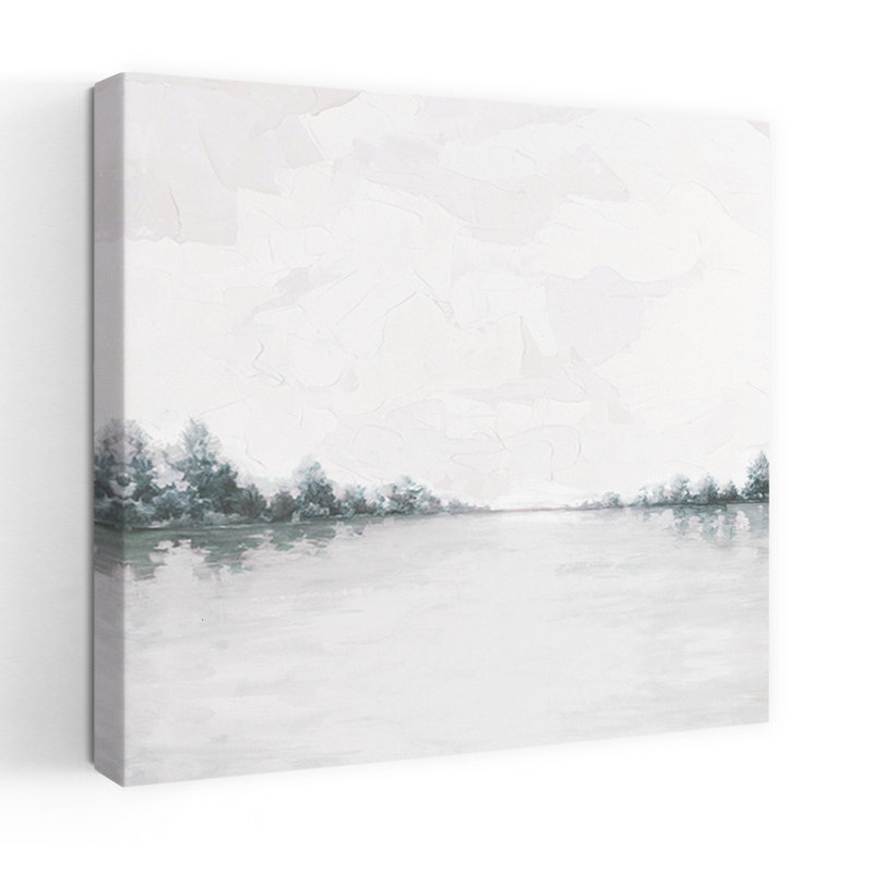 Calme, lac, paysage contemporain abstrait, art naturel, H 18 po x l 18 po