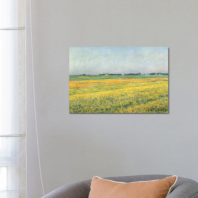 The Plain Of Gennevilliers, Yellow Fields, 1884 by Gustave Caillebotte - Wrapped Canvas Print