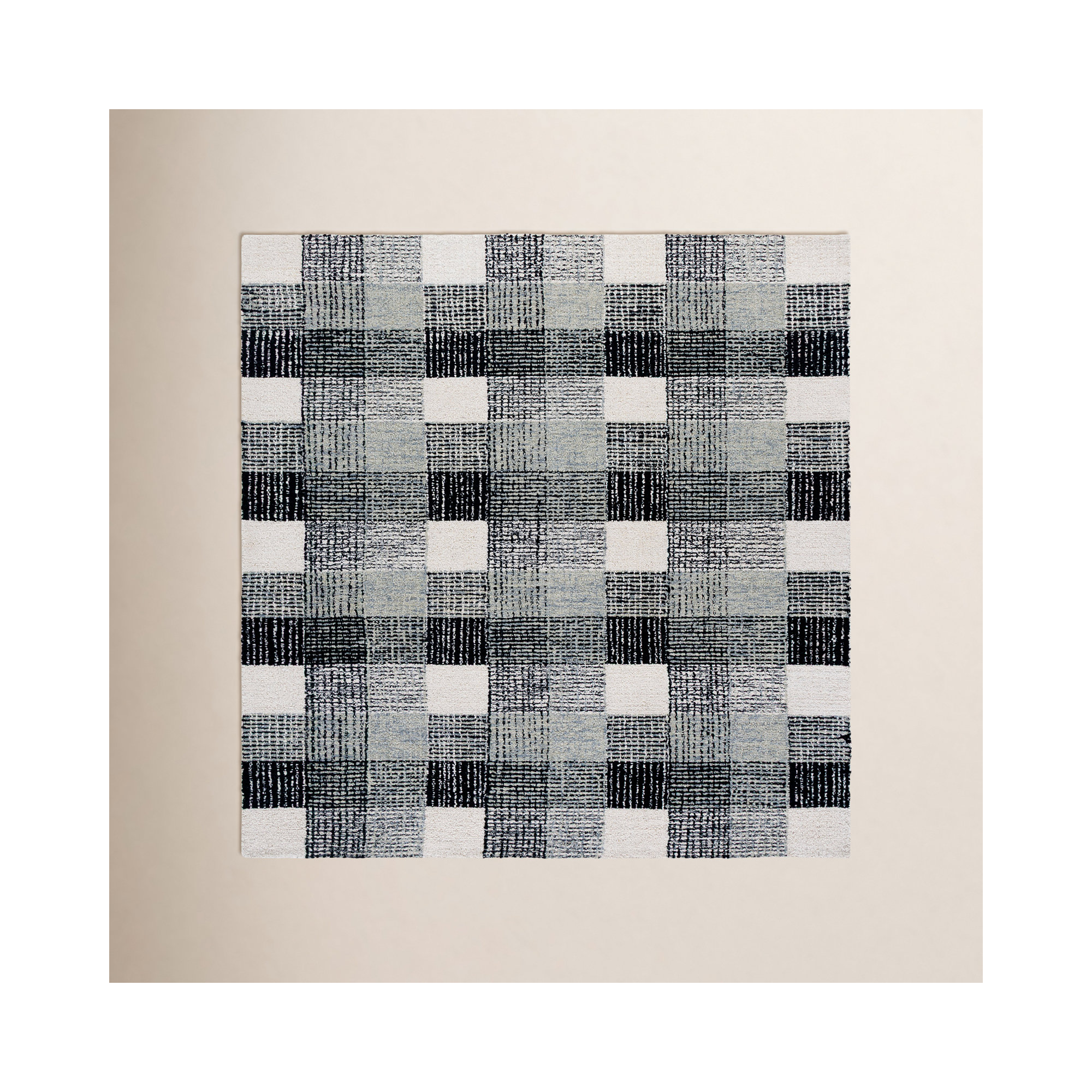 Genre Hand Tufted Wool;Cotton Plaid Rug, Square 6'