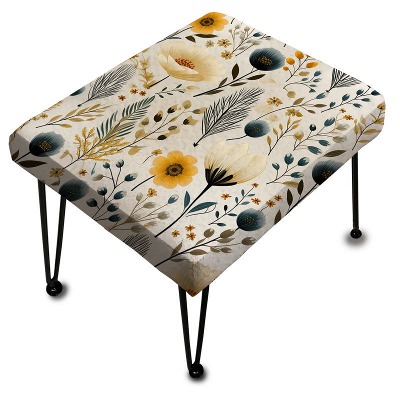 Jaune et blanc floral Botanical Marvel Delight - Repose-pieds rectangulaire floral