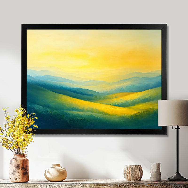 «Rolling Hills At Dawn II», campagne, Cadre simple, Noir, noir, noir, noir, H 12 po x l 20 po