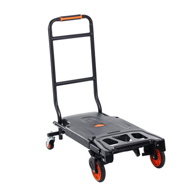 Diable convertible 2 en 1 robuste et chariot, chariot utilitaire en aluminium d'une capacité de 300 lb avec plateforme pliante