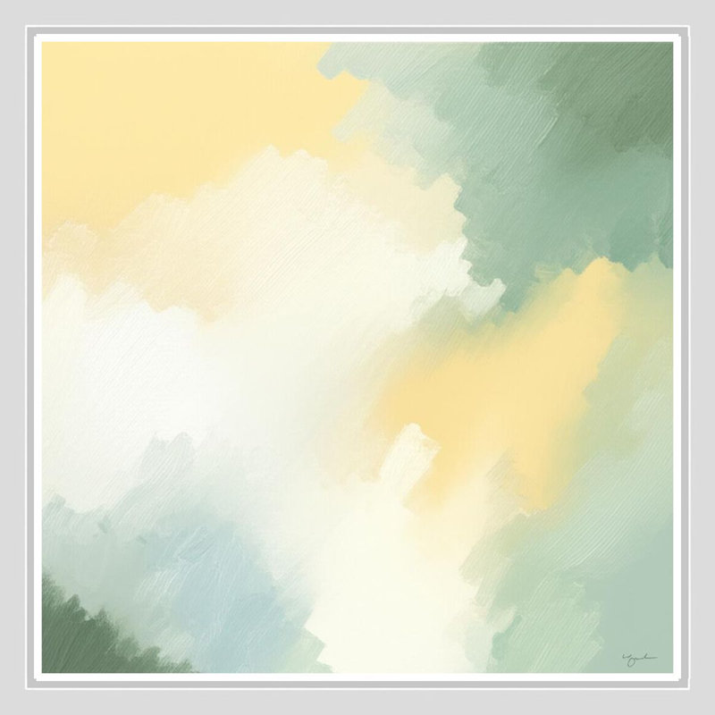 «Serene Pastel Abstract with Cream», art mural sur toile encadrée, White, 12" H x 12" W