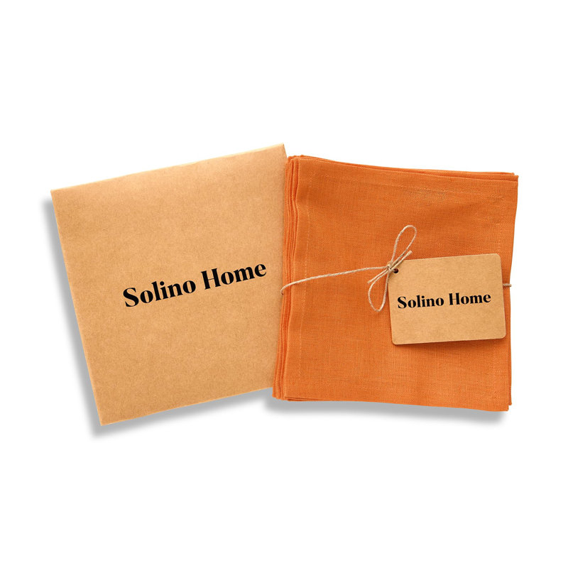 100% Pure Linen Cocktail Napkins - Athena, 6 x 6 in, Pumpkin