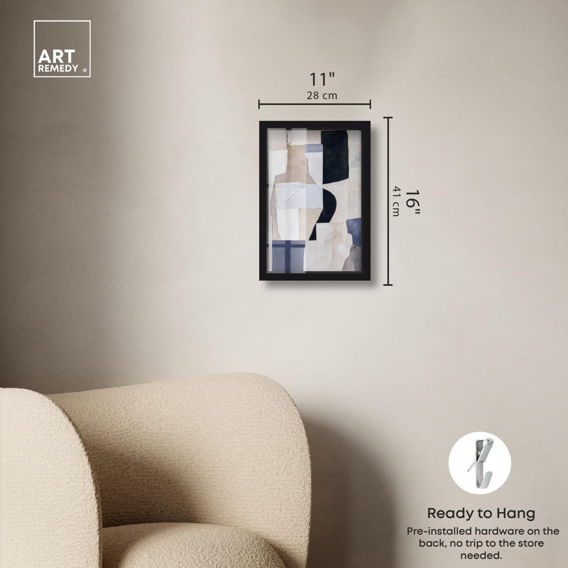 Impression de boîte pliée minimaliste Art Shadowbox par Art Remedy, Noir, H 16 po x l 11 po