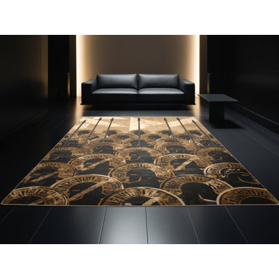 Tapis brun doux et moelleux en phalanx Doplin Hoplite