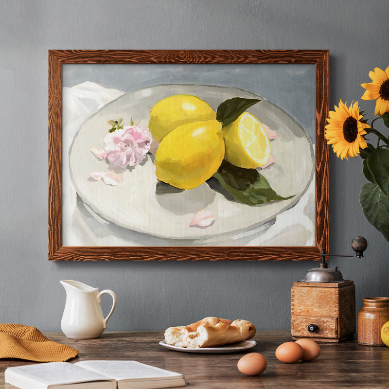 "Lemons On A Plate II", reproduction d'art sur toile, Érable, H 14 po x l 20 po x P 1,5 po