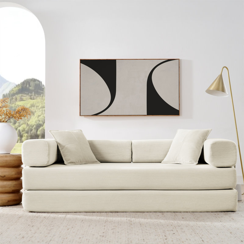 Canapé-lit convertible Canapé-lit surdimensionné en velours côtelé, Beige