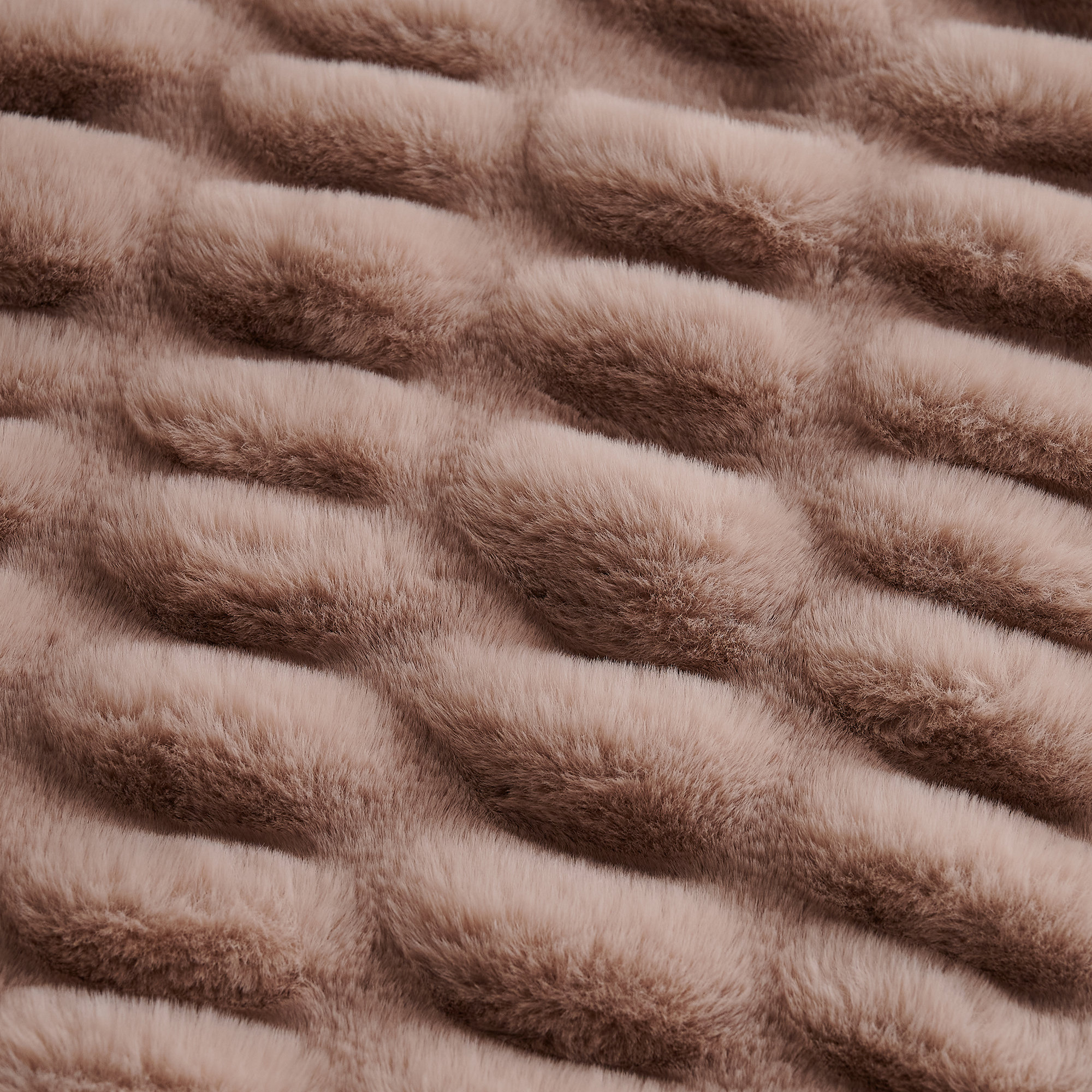 Ruched Rabbit Reversible Solid Faux Fur Classic Modern Rustic Throw Blanket, 50" x 80", Pink Blush