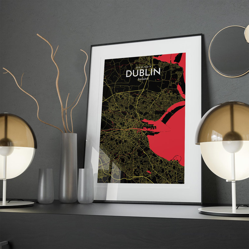 Dublin City Map In Contrast - No Frame Print, 17cm H x 11cm W x 0.05cm D