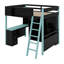 Lit mezzanine double en bois massif avec bureau, grand espace de rangement et lumière DEL-311616103