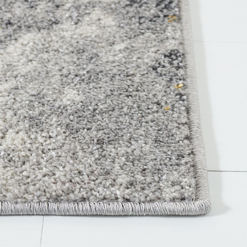 Riebe Abstract Power Loom Polypropylene Area Rug in Grey/Yellow, Rectangle 3' x 5'