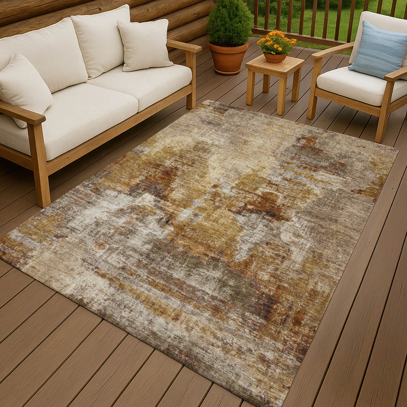 Machine Washable Indoor/Outdoor Efimenko ACN2300 Abstract Rug, Rectangle 3' x 5'