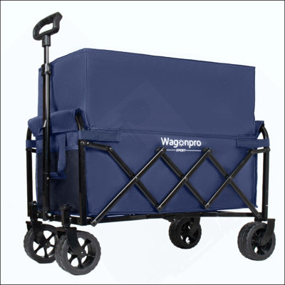 Chariot utilitaire extensible à deux couches avec roues 100% supplémentaires, capacité de 220 lb pour le camping, le magasinage, les sports, le jardinage, la pêche