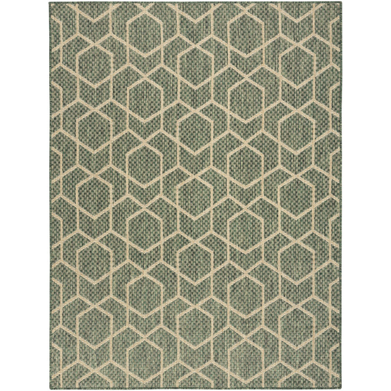 Reidy Modern Indoor/Outdoor Rug, Rectangle 5' x 7', Green