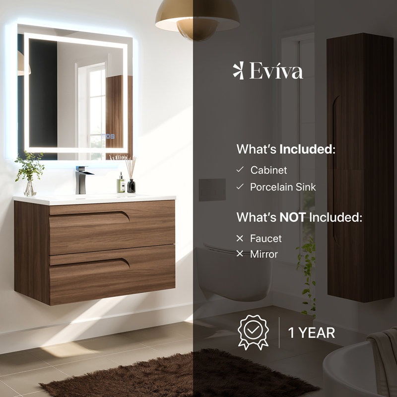 Alberthe 32" Wall-Mounted Single Bathroom Vanity Set, Graywood