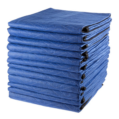 Stalwart 80x73-Inch Moving Blankets - Dual-layer Padded Blankets - Oversized Quilts for Storage, Shipping, and Sound Deadening