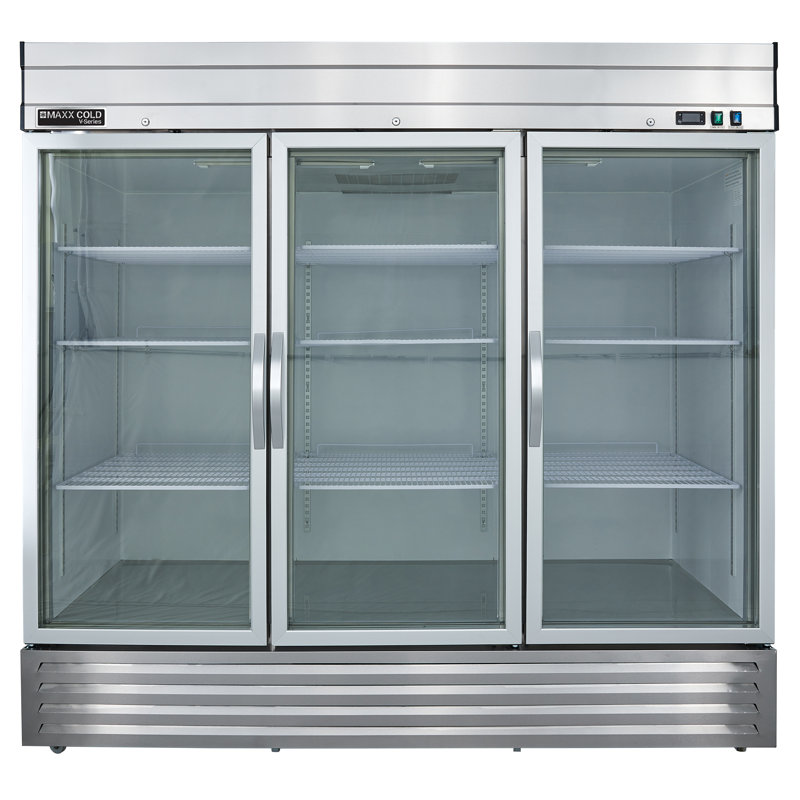 Maxx Cold V-Series 3 Glass Door Reach-In Refrigerator, Bottom Mount, in Stainless Steel