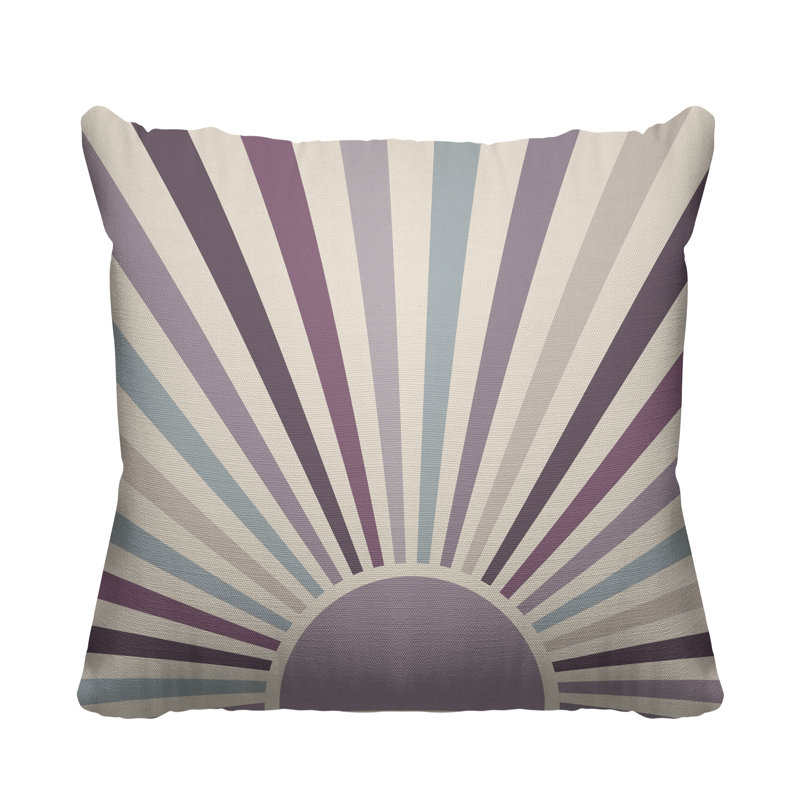 Coussin décoratif intérieur / extérieur Boho Sunburst, L 17 po x H 17 po, Mauve