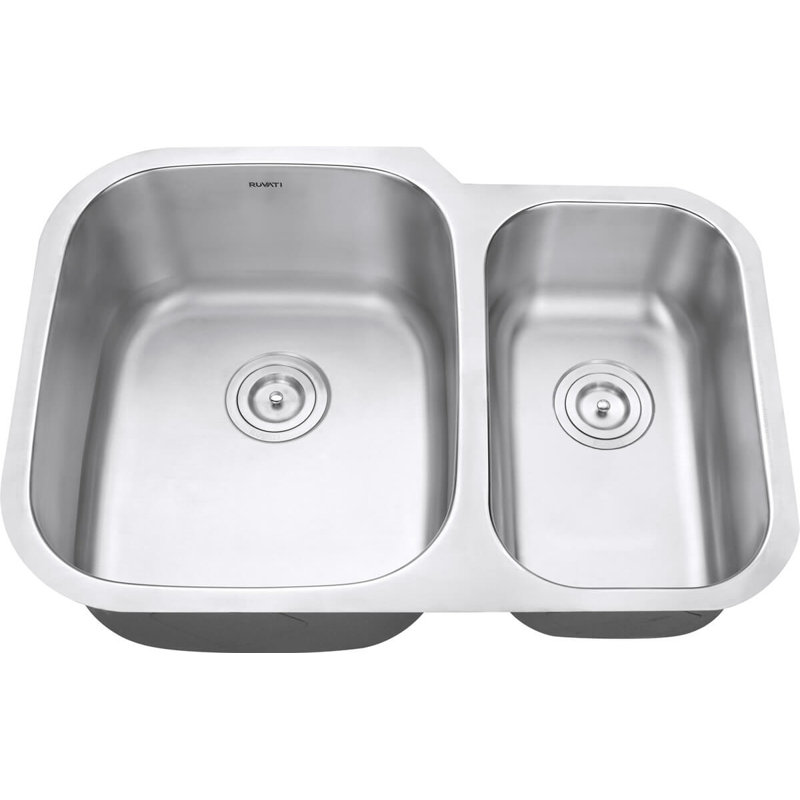 Ruvati 29-inch Undermount 60/40 Double Bowl 16 Gauge Stainless Steel Kitchen Sink