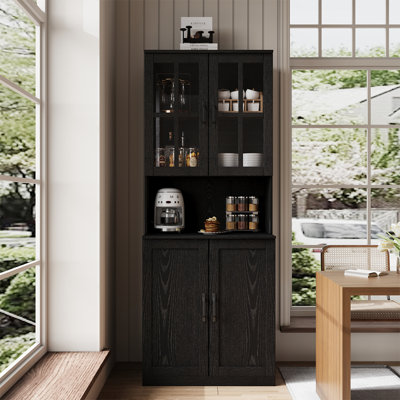 Garde-manger 71 po x l 23,6 po avec bibliothèques et huche de porte en verre