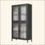 Armoire de rangement classique en métal avec 4 portes en verre et 4 tablettes avec armoire latérale pour bureau à domicile, salon, cuisine, couloir