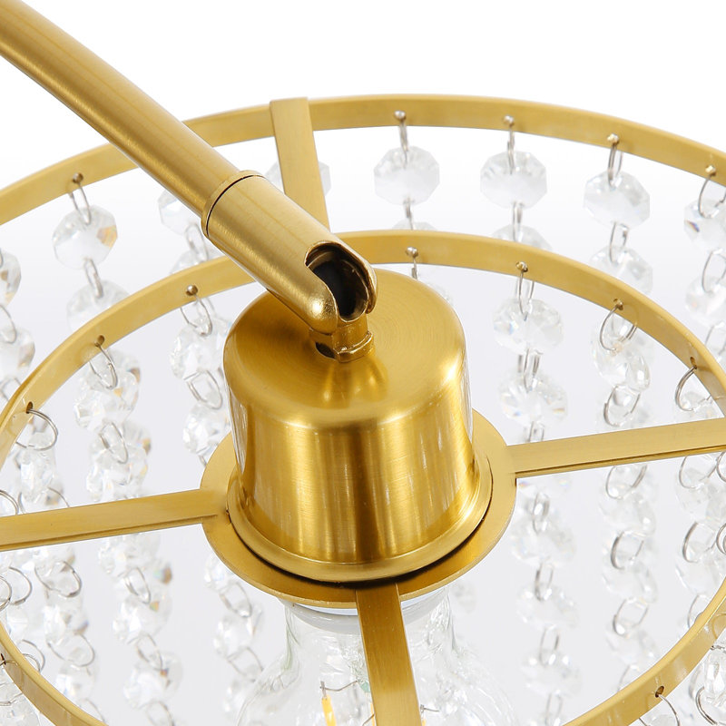 Lampe sur pied à arc moderne en cristal doré 3 lumières 85 "Brio, Blanc, Noir et or, 85"