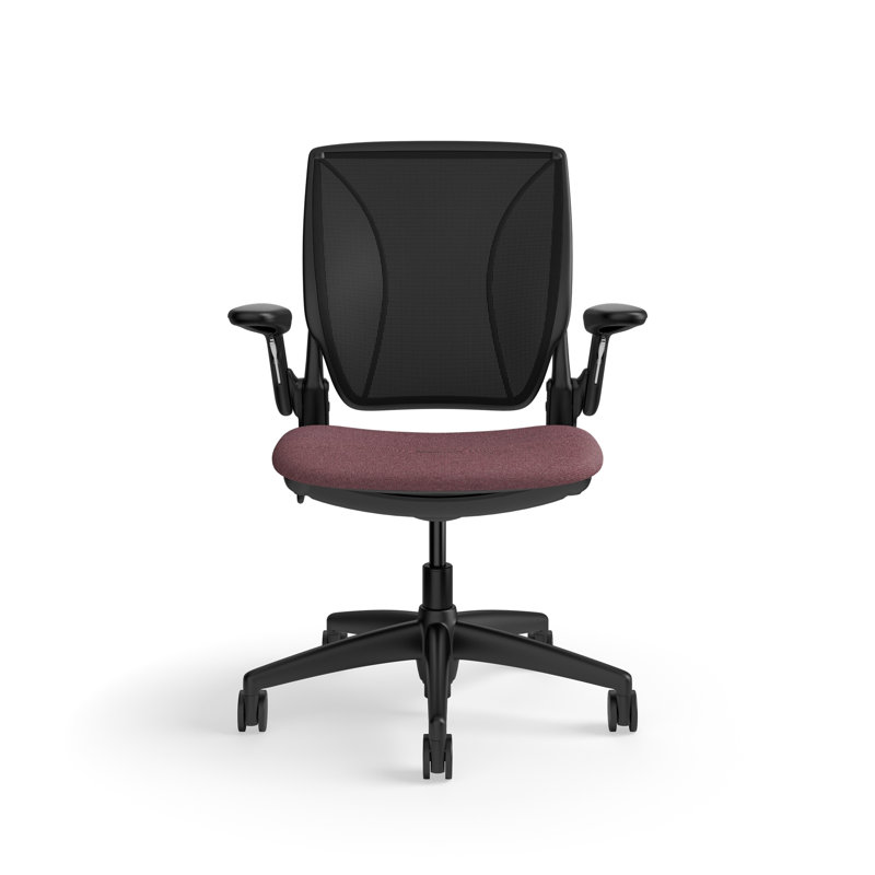 World LM, Ergonomic Task Chair with Poppy Seed Backrest, and  Autumn Upholstered Seat, Black, Light Red-Brown Fabric