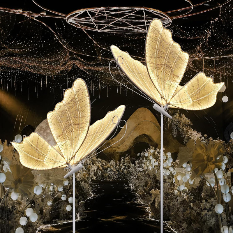 Wedding Butterfly LED Floor Lamp: Hanging Butterfly White Color Ceiling Light - Romantic Wedding Decoration Lights Fixture - Adjustable Height Creative Butterfly Props (1, 80 CM/31.4 IN (Warm Light))
