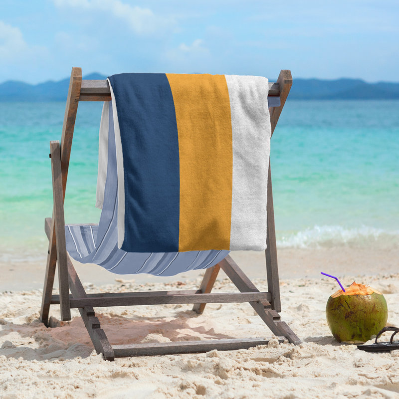 Lightweight Beach Towel, Navy/Gold