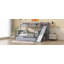 Lit superposé simple au-dessus de double avec 2 tiroirs, glissière, tablettes, échelle, lit superposé en bois d'hévéa avec glissière, tiroirs