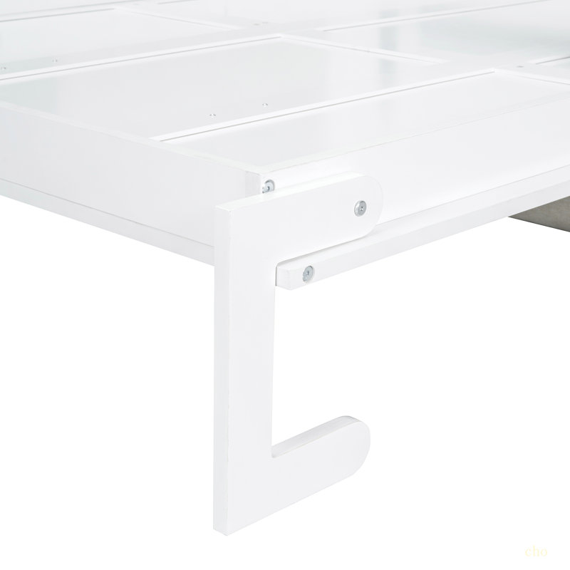 Lit escamotable double pleine grandeur avec coussin, Blanc