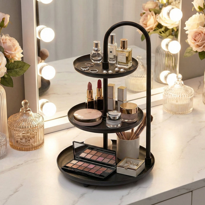 3-Tier Metal Tray, Black