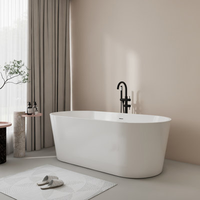 67" Acrylic Freestanding Bathtub Modern Soaking Tub