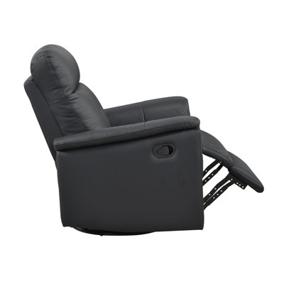 Black Leather Upholstered Swivel Glider Reclining Chair Luxury Living Room Furniture Comfort Chair 1Pc Plush Comfort