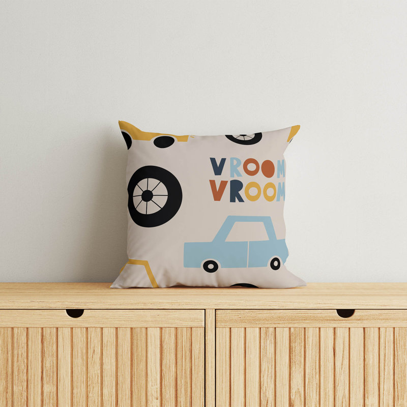 Coussin Vroom, H 16 po x l 16 po, Taupe / or / orange