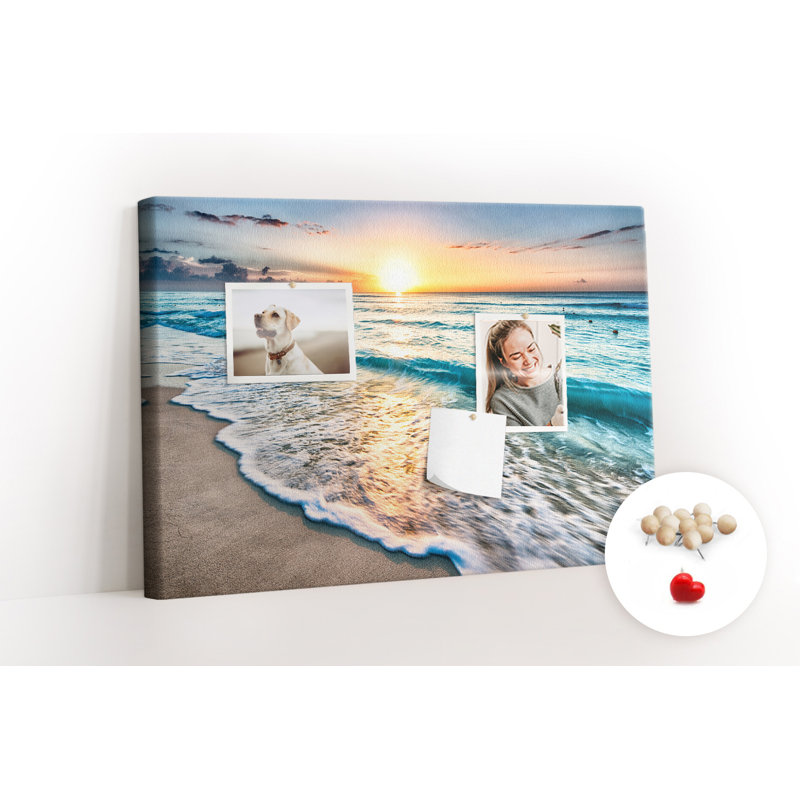 Wall Mounted bulletin board print decorative wall pin board for wall decorative corkboard Sea sand beach