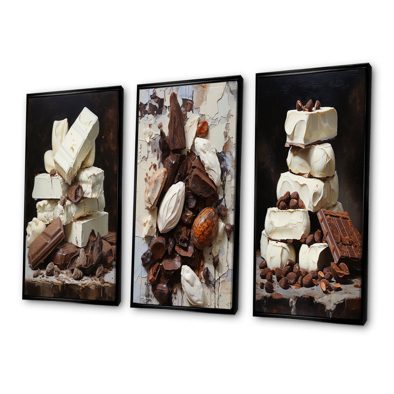 Chocolat blanc laiteux, H 28 po x l 36 po, Cadre flottant noir