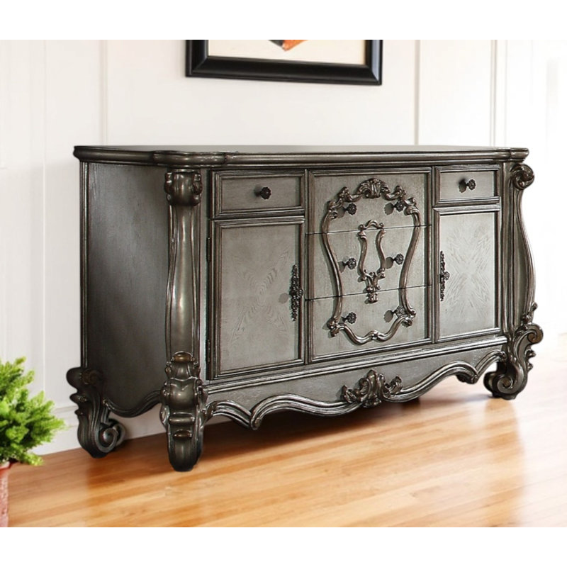  Commode triple 70 po à cinq tiroirs en bois et polyrésine