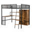 Full Size Metal Loft Bed With Built-In Desk, Wardrobeand Shelves, Black(ETA:1.23)