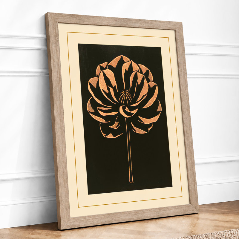 Gilded Lotus Botanical - Framed Print, Oak, A4 - 29.7 x 21.0 cm