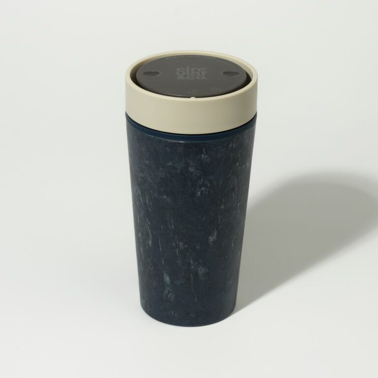 Circular&Co 12oz / 340ml Reusable Coffee Cup Made from Recycled Fabric Waste â Leakproof Travel Mug - Stonewash Blue