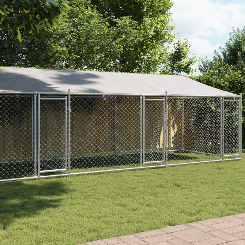 Vidaxl Dog Cage Grey Galvanized Steel, Water-Resistant Fabric Extra Large