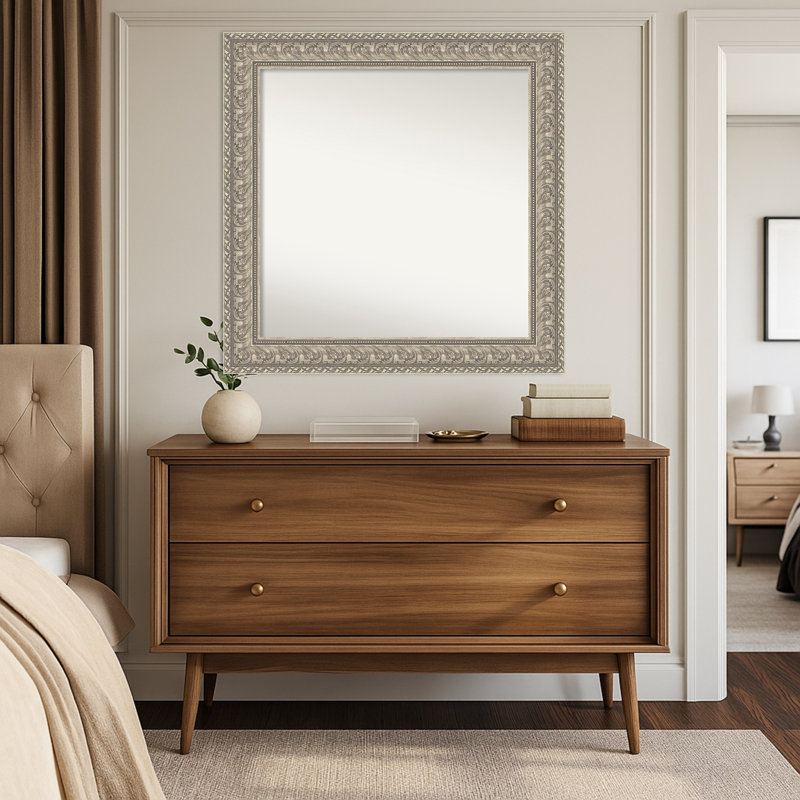 Sydney Silver Non-Beveled Framed Wall Mirror, 32.5" x 32.5"