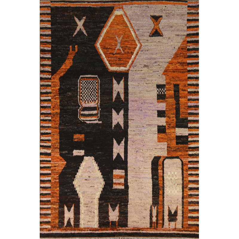 Tapis oriental géométrique en laine marocain 7 x 10
