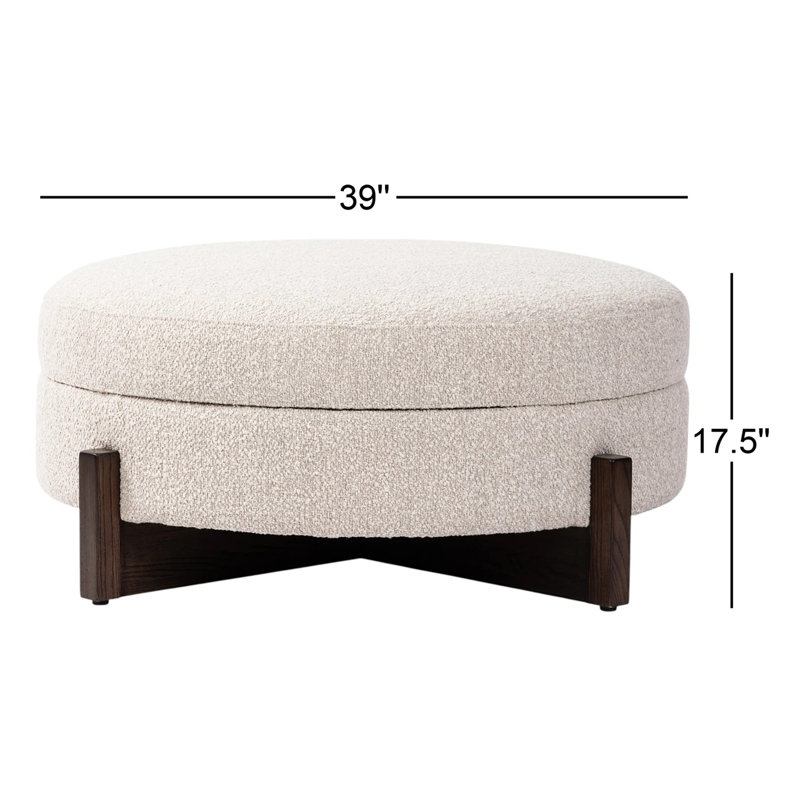 Esben Storage 39" Sattley Fog Ottoman, Saddle Fog Boucle, Dark Brown