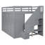 Lit mezzanine double en bois pleine grandeur avec rangement intégré - aucun sommier requis, gris-600639071