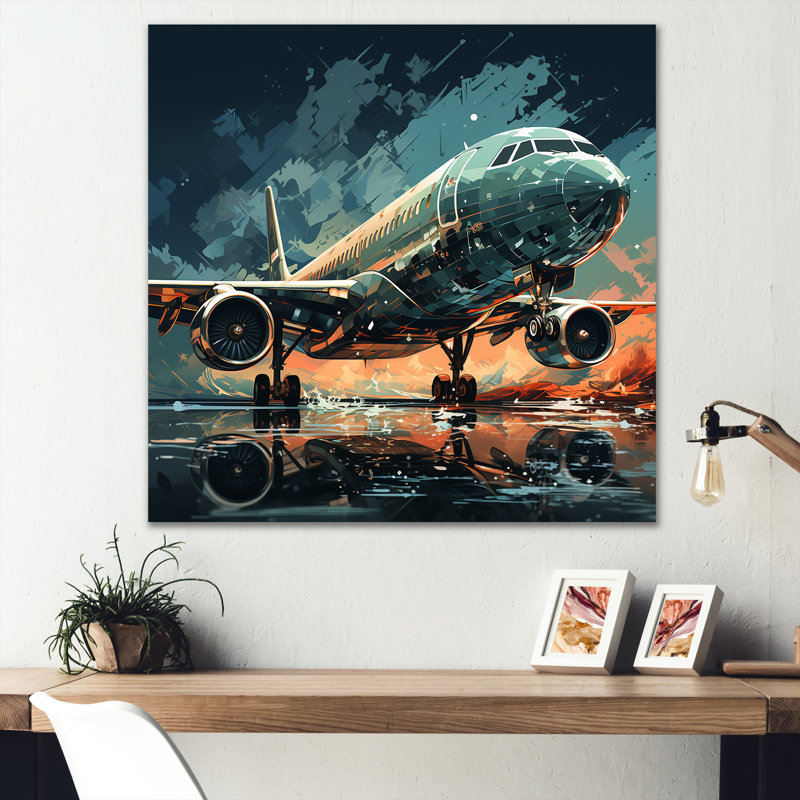 Reproduction sur toile d'aéronefs, H 24 po x l 24 po x P 1 po, Toile tendue