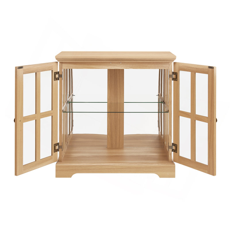 Tall Accent Cabinet With Glass Door, Oak